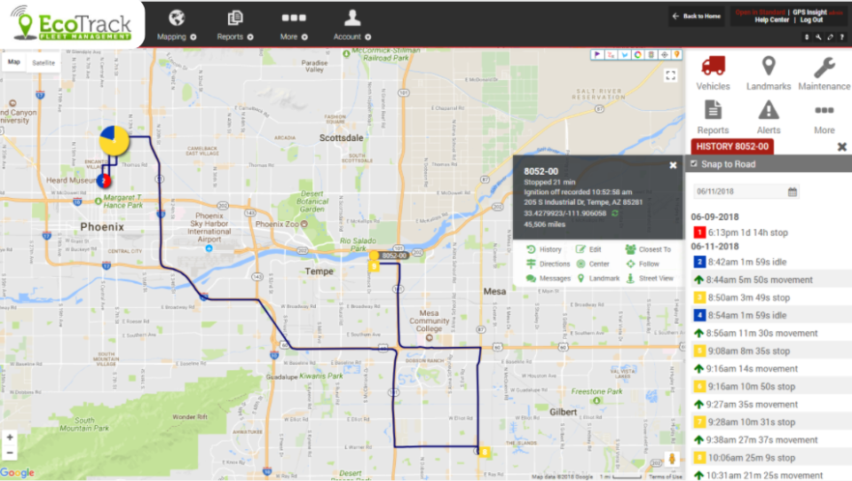 screenshot of EcoTrack Fleet Management
